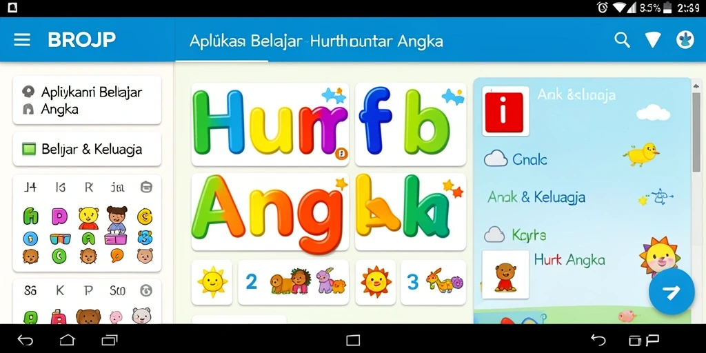 Tampilan antarmuka aplikasi BROJP yang interaktif dan edukatif.