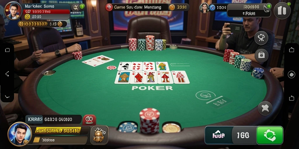 Antarmuka menawan dari game Poker KKRP yang interaktif.