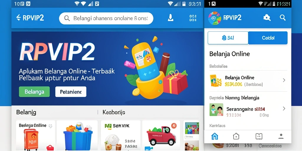 Antarmuka mudah digunakan dari aplikasi RPVIP2 untuk Belanja Online.